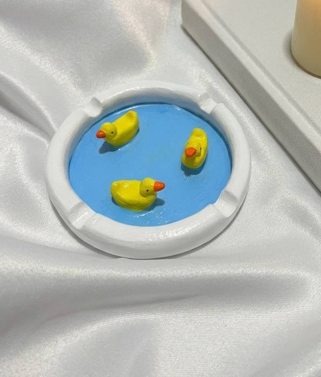 Sarı Ördekli Mini Gölet El Yapımı Küllük