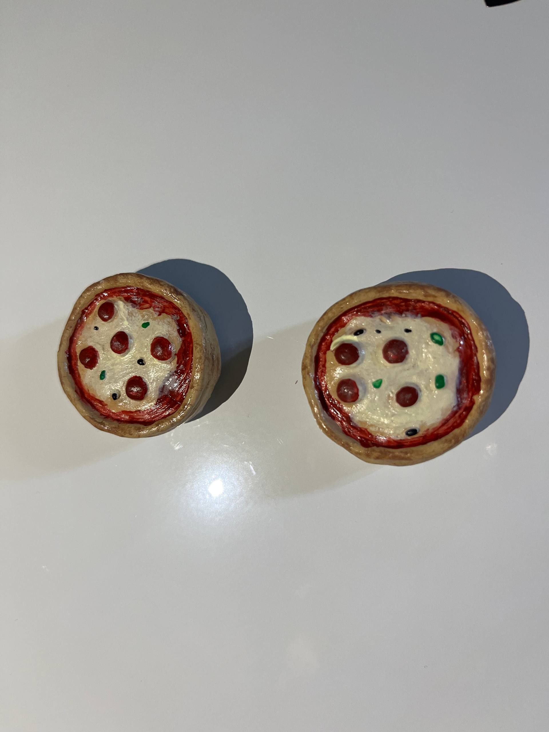 2li Set Mini Pizza Tasarım El Yapımı Kil Magnet